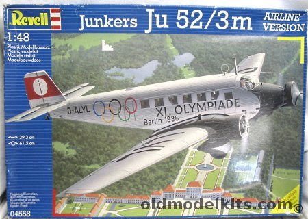Revell 1/48 Junkers Ju-52/3M Civil Lufthansa or British European Airways, 04558 plastic model kit